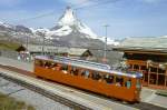 MGB GGB - Regionalzug 223b von Zermatt nach Gornergrat am 29.06.2007 in Riffelberg mit Bhe 2/4 3039 - Hinweis: Blick Matterhorn  