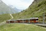 MGB GGB - Regionalzug 231a von Zermatt nach Gornergrat am 29.06.2007 in der 200-Promille-Steigung bei Riffelboden mit Bhe 4/8 3082 + Bhe 4/8 3081  