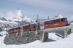 Bhe 4/6 3084 und Bhe 4/6 3082 erreichen am 12.6.11 die Bergstation Gornergrat.