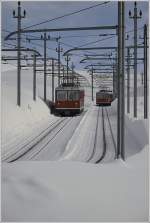 Bei schönem Wetter herrscht viel Verkehr im Hochgebirge.
(bei Riffelberg am 27.02.2014)