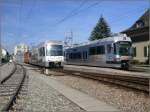 ABe 4/8 und Be 4/4 mit neuem Stadler Steuerwagen in Schftland. (03.10.2009)