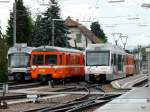 AAR - Kleien Fahrzeugparade / Triebwagen ABe 4/8 31 neben Steuerwagen BDt 81 und Steuerwagen ABt 61 im Bahnhof Schftland am 23.07.2010