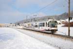 Triebwagen Be 4/8 36 zwischen Leimbach und Reinach. (05.01.2012)