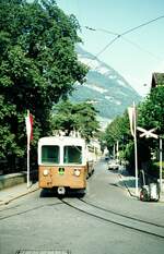 Chemin de fer Aigle–Leysin (AL)__Tw mit Steuerwagen in Aigle_06-09-1976