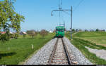 BFS-Fotofahrt auf der BAM mit Be 4/4 14 und Bt 53 am 6. Mai 2018. <br>
Auf der Rückfahrt nach Bière bei einem Fotohalt kurz nach Ballens.