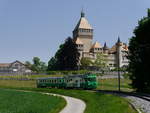 MBC (BAM ) - BFS-Fotofahrt mit dem Triebwagen Be 4/4 14 und Steuerwagen Bt 53 unterwegs bei Vuflens le Chateau am 06.05.2018