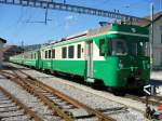 Triebwagen Be 4/4 14 + 4 Personenwagen + 1 Steuerwagen der BAM = Bire Apples Morges Bahn im Bahnhof von Bire am 03.09.2006