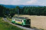 MBC/BAM: Regionalzug auf der Zweiglinie Apples-L'Isle-Mont-La-Ville mit dem BDe 4/4 3 (1943) im August 1995.