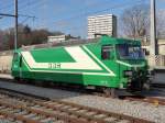 MBC (BAM) - Lok Ge 4/4 21 abgestellt im Bahnhofsareal in Morges am 16.02.2016