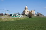 Der neue Stadler-Triebwagen Be 4/4 36 fährt am 26.03.2016 als Regio 129 von Vufflens-le-Château Richtung Morges.