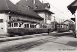 asm Seeland - Triebwagen BDe 4/4 6 mit Beiwagen so wie der Triebwagen BDe 4/4 12 im Bahnhof Täuffelen am 14.03.1973  ..