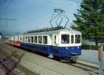 asm Seeland - Salontriebwagen Bre 4/4 516 mit Buffetwagen Br 562 in Lattrigen am 03.03.1992