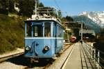 Be 2/2 Nr. 9 der BVB (heute TPC) am 28. September 1981 in Gryon. Der Triebwagen wurde im Rangierdienst bzw. fr berfhrungen Gryon - Villars eingesetzt.