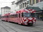 FW - Einfahrender Pendelzug mit dem Triebwagen Be 4/4 15 und Steuerwagen Bt 112 auf dem Bahnhofsplatz von Frauenfeld am 04.01.2008