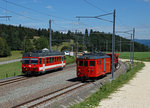 CJ: Ein Planzug bestehend aus dem Be 4/4 615 (ehemals AB/FW) anlässlich der Überholung des Schotterzuges mit dem Gem 4/4 401 zwischen Tavannes und Tramelan am 3. August 2016.
Foto: Walter Ruetsch 