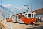 Der M-C BDeh 4/4 N° 4 mit Bt wartet in Martigny auf die Abfahrt in Richtung Châtelard Frontière. 

Analogbild vom August 1995