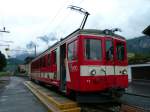 Triebwagen der Meiringen-Innertkirchen-Bahn steht am 7.8.2007 in Meiringen MIB