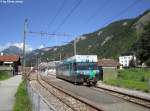 Be 4/4 8 ''Oberhasli'' am 8.8.2012 in Meiringen als Regio nach Innertkirchen bei der ehemaligen Haltestelle in Meiringen. Seit der Bhf. Meiringen umgebaut wurde, halten die MIB-Zge direkt hinter denjenigen der Zentralbahn.