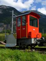 Dienstfahrzeug / Schneepflug..X 10 der Schmalspur Bahn..MIB = Meiringen Innerkichen Bahn..Foto vom  19.08.2006