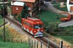 Triebwagen BDeh1/2 1 der RhW (Rheineck-Walzenhausen) am 28.9.1996 bei Walzenhausen.