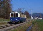 ASm: BRe 4/4 116 bei St. Urban am 9. März 2014 anlässlich einer Sonderfahrt. Leider ist dieses Fahrzeug aus der Eröffnungszeit der ehemaligen LJB (1907) nur noch sehr selten im Einsatz, was auf den dichteren Fahrplan und die höhere Geschwindigkeit der Planzüge zurückzuführen ist.
Foto: Walter Ruetsch