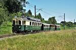 Jubiläum - 175 Jahre Schweizer Bahnen
Region Ost
Bahnwelt entdecken, erleben, erkunden
Natürlich auch die historischen Züge der Appenzeller Bahnen (AB) in Herisau am 12. Juni 2022.
Foto: Walter Ruetsch