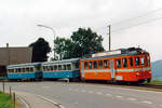 TB: Regionalzug nach Trogen mit dem BDe 4/4 6 und den B 17 und B 18, zT Eigenbau, im Jahre 1981.
Foto: Walter Ruetsch  