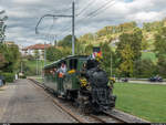 Abschied der Dampftraktion auf der Waldenburgerbahn. Am 23. September 2018 fanden die letzten drei Dampffahrten zwischen Waldenburg und Bubendorf mit der G 3/3 5  Gedeon Thommen  statt. Tickets dafür wurden ausschliesslich verschenkt und unter den Einwohnern des Waldenburgertals verlost.<br>
Ortseingang Oberdorf auf der allerletzten Fahrt nach Waldenburg.