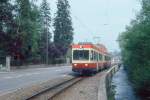WB Regionalzug 34 von Liestal nach Waldenburg am 08.05.1993 in Niederdorf mit Triebwagen BDe 4/4 16 - Bt 116.