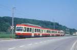 WB Regionalzug 34 von Liestal nach Waldenburg am 09.05.1993 bei Altmarkt mit Triebwagen BDe 4/4 17 - Bt 119 - Bt 127.