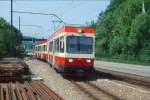 WB Regionalzug 54 von Liestal nach Waldenburg am 08.05.1993 Einfahrt Lampenberg mit Triebwagen BDe 4/4 16 - Bt 116.