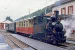 WB Dampfzug 130 von Liestal nach Waldenburg am 08.09.1990 in Waldenburg mit Dampflok G 3/3 5 - B 47 - B 48 - B 43.