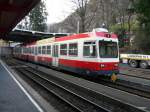 WB - Steuerwagen Bt 112 mit neuer LED Frontbeleuchtung und Triebwagen BDe 4/4 12 im Bahnhof Waldenburg am 30.12.2012 