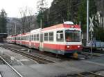 WB - Ausfahrender Regio nach Liestal mit den Steuerwagen Bt 119 und Bt 115 sowie der Triebwagen BDe 4/4 15 im Bahnhofsareal in Waldenburg am 30.12.2012