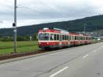 WB - Regio nach Waldenburg mit dem BDe 4/4 17 und 2 Steuerwagen unterwegs kurz nach Liestal am 15.08.2015