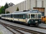 LEB - Abgestellter Pendelzug mit dem Triebwagen Be 4/4 26 im Bahnhofsareal von Echallens am 19.005.2010