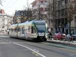 LEB - Triebwagen RBe 4/8  44 unterwegs in Lausanne am 16.02.2013 ..
