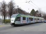 LEB - Triebwagen RBe 4/8 44 unterwegs in Lausanne am 18.02.2016