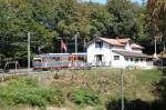 Monte Generoso Bahn,Zwischenstation  Bellavista (1223 m..M.)Hier konnte man von 1891-1913 in eine Pferdetramway umsteigen,die zum Hotel  Pasta  fhrte,das heute nicht mehr existiert.Rechts am Gebude der Schuppen in welchem einst der Pferdebahnwagen eingestellt war.09.09.13