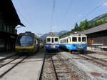 Goldenpass MOB - Fahrzeugtreff in der Lenk mit dem ABt  344 und Be 4/4 1003 und Be 4/4 1002 am 26.08.2017