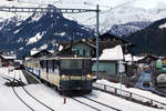 MOB:  Montreux-Berner Oberland-Bahn.
Impressionen vom 8. Januar 2018.
Extrazug in der Lenk.
Foto: Walter Ruetsch