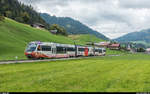 MOB Be 4/4 5002 mit Werbung für die Partnerschaft mit der Nankai Electric Railway in Japan am 14. September 2018 zwischen Saanen und Rougemont.