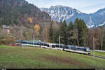 MOB Ge 4/4 8004 mit GoldenPass Panoramic am 24. November 2019 bei Les Avants unterwegs nach Montreux.