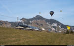 Festival International de Ballons de Château-d'Oex.<br>
MOB ABe 8/8 9002 mit Extrazug Château-d'Oex - Montreux am 25. Januar 2020 bei Château-d'Oex.