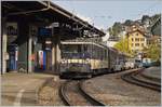 Die MOB GDe 4/4 6004  Interlaken  wartet mit ihrem MOB GoldenPass Panoramic PE 2118 in Montreux auf die Abfahrt nach Zweisimmen.