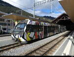 MOB / Goldenpass - Steuerwagen ABt 341 + Triebwagen Be 4/4 5001 + Steuerwagen Bt 241 im Bahnhof von Zweisimmen am 20.11.2022