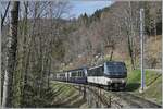 Auf der Suche nach einer geeignete Fotostelle für den Golden Pass Express GPX bin ich auf diese hier zu sehende Stelle gestossen: Zwischen Sendy-Sollard und Les Avants fährt die MOB Ge 4/4 8002 mit dem GoldenPass Express GPX 4074 von Montreux nach Interlaken Ost durch den noch kahlen Wald.

22. März 2024