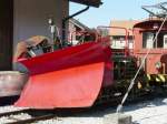 MOB - Schneepflug / Dienstwagen X 12 im Bahnhofsareal von Montbovon am 29.03.2008