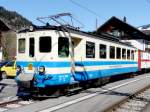 MOB - Triebwagen be 4/4  1003 abgestellt im Bahnhof von Saanen am 29.03.2008 