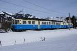 ABDe 8/8 4001 fhrt am 16.1.10 von Gruben Richtung Gstaad.